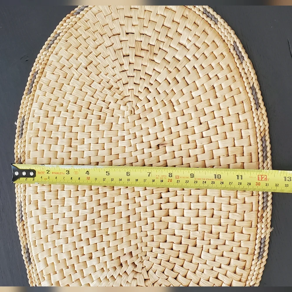 Boho 6 Thick Oval Woven Table Placemats, Natural, 12